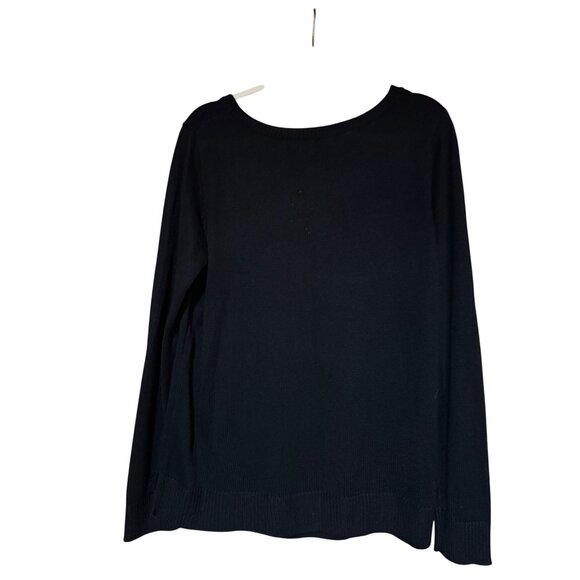 APT 9 Open-Knit Black Sweater Womens Size L Casual Chic Grunge - Picture 2 of 8